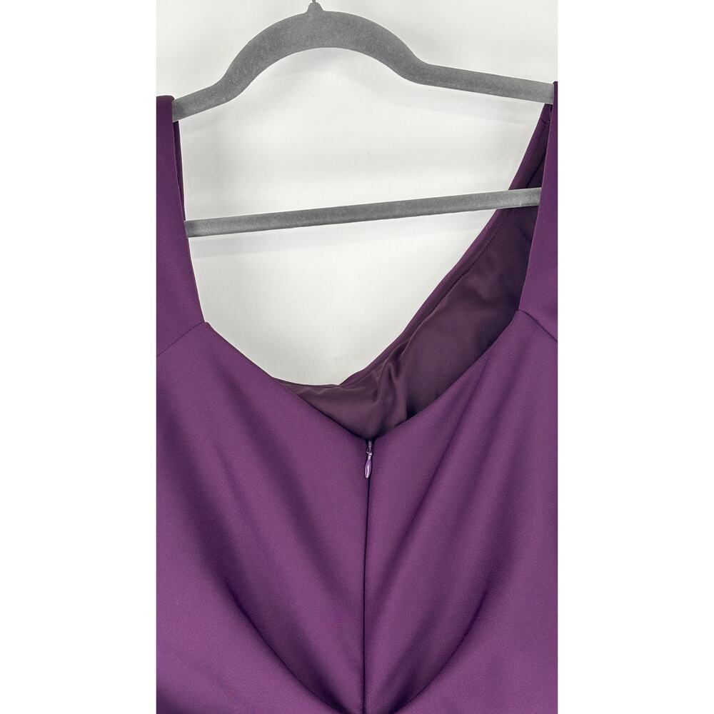 Xscape Lenore Techno Scuba Asymmetrical Neckline Maxi Dress Plum Womens Size 16 - Picture 10 of 12